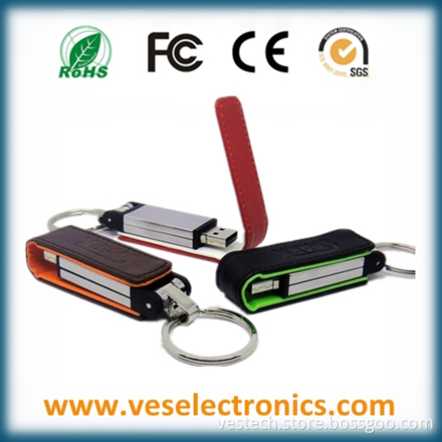 Best USB Flash Drive Promotional Gift Flash Memory Hot Stamping Logo Leather USB Stick